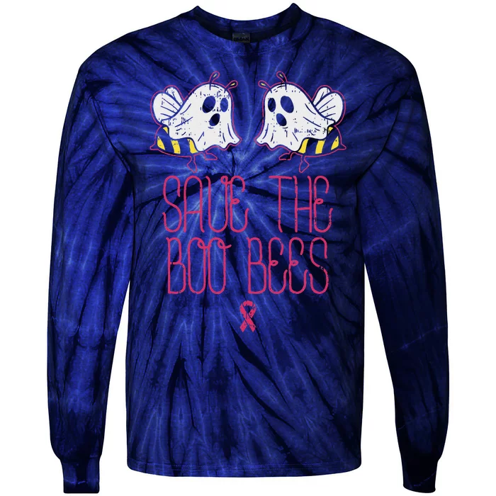 Save The Boobees Boo Bees Breast Cancer Halloween Women Tie-Dye Long Sleeve Shirt