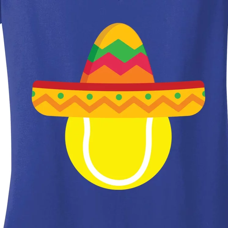 Sombrero Tennis Ball Cinco De Mayo Tennis Player Gift Women's V-Neck T-Shirt