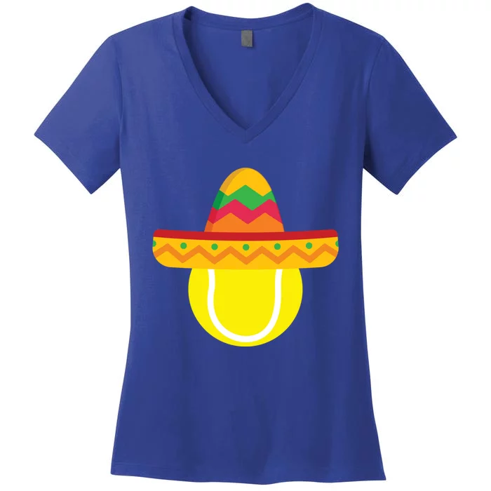 Sombrero Tennis Ball Cinco De Mayo Tennis Player Gift Women's V-Neck T-Shirt