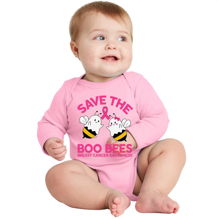 Save The Boobees Boo Bees Breast Cancer Halloween Women Baby Long Sleeve Bodysuit