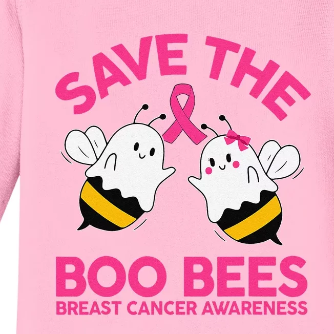 Save The Boobees Boo Bees Breast Cancer Halloween Women Baby Long Sleeve Bodysuit