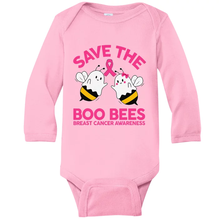 Save The Boobees Boo Bees Breast Cancer Halloween Women Baby Long Sleeve Bodysuit