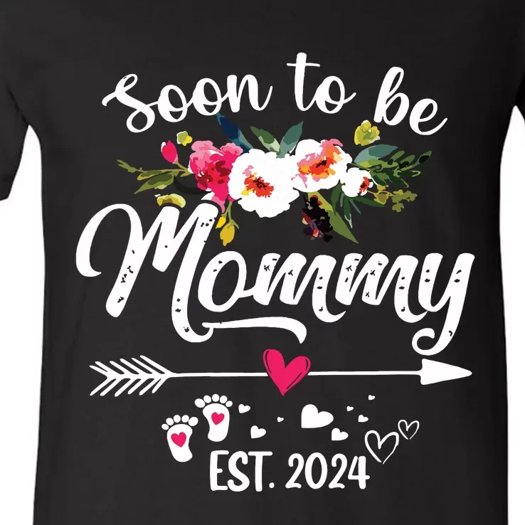 Soon To Be Mommy 2024 Mothers Day First Time Mom Pregnancy V-Neck T-Shirt