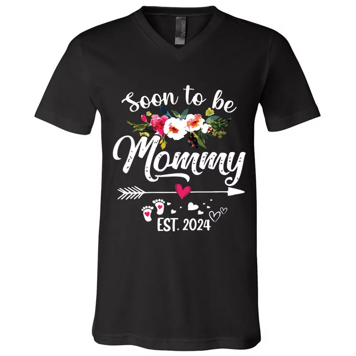 Soon To Be Mommy 2024 Mothers Day First Time Mom Pregnancy V-Neck T-Shirt