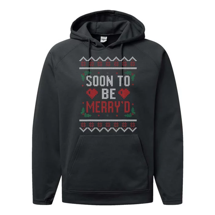 Soon to be Married Merry'd Christmas Bride and Groom Couples Performance Fleece Hoodie