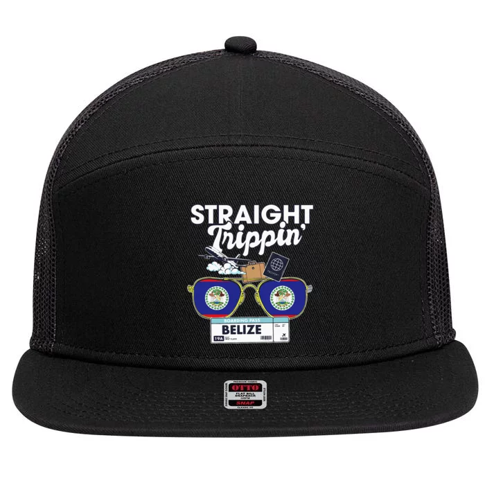 Straight Trippin Belize Vacation Travel Trip Matching 7 Panel Mesh Trucker Snapback Hat