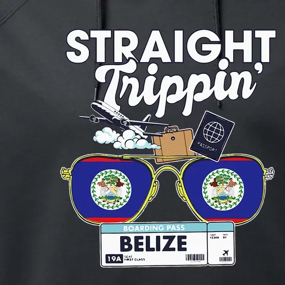 Straight Trippin Belize Vacation Travel Trip Matching Performance Fleece Hoodie