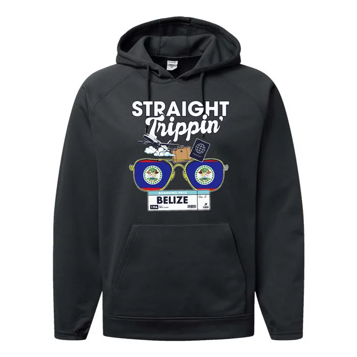 Straight Trippin Belize Vacation Travel Trip Matching Performance Fleece Hoodie