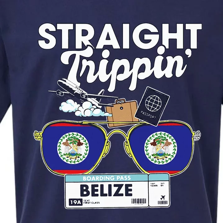 Straight Trippin Belize Vacation Travel Trip Matching Sueded Cloud Jersey T-Shirt