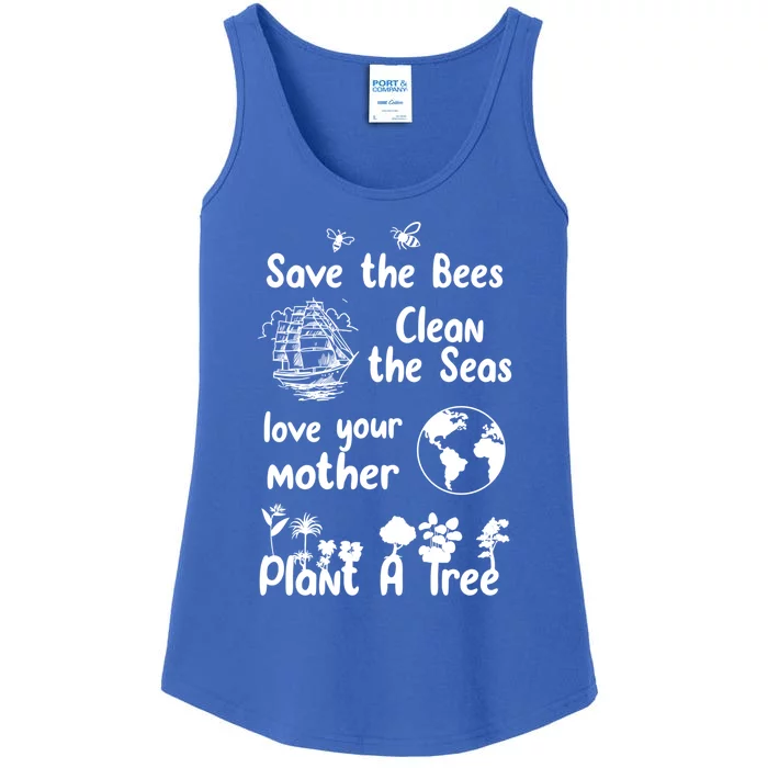 Save The Bees Cool Gift Love Your Mother Trees Seas Earth Nature Gift Ladies Essential Tank