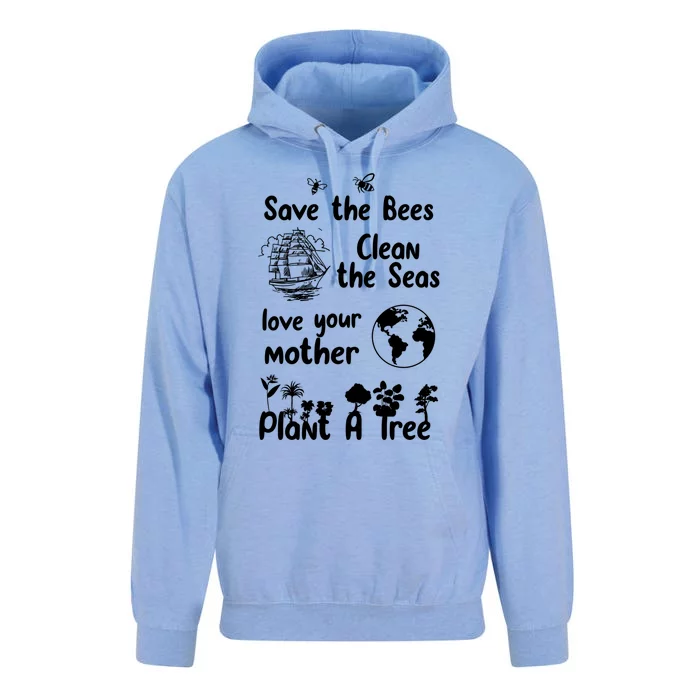 Save The Bees Cool Gift Love Your Mother Trees Seas Earth Nature Gift Unisex Surf Hoodie