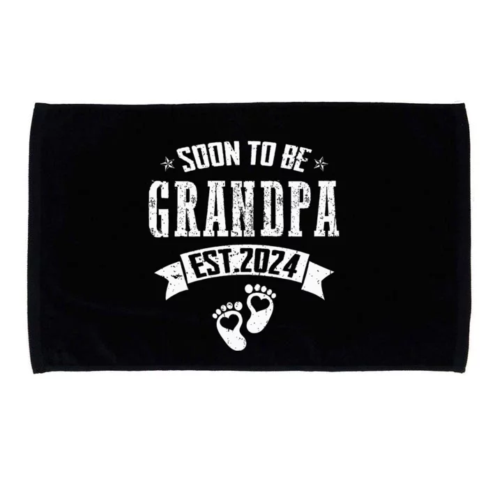 Soon To Be Grandpa Promoted To Grandpa 2024 Microfiber Hand Towel