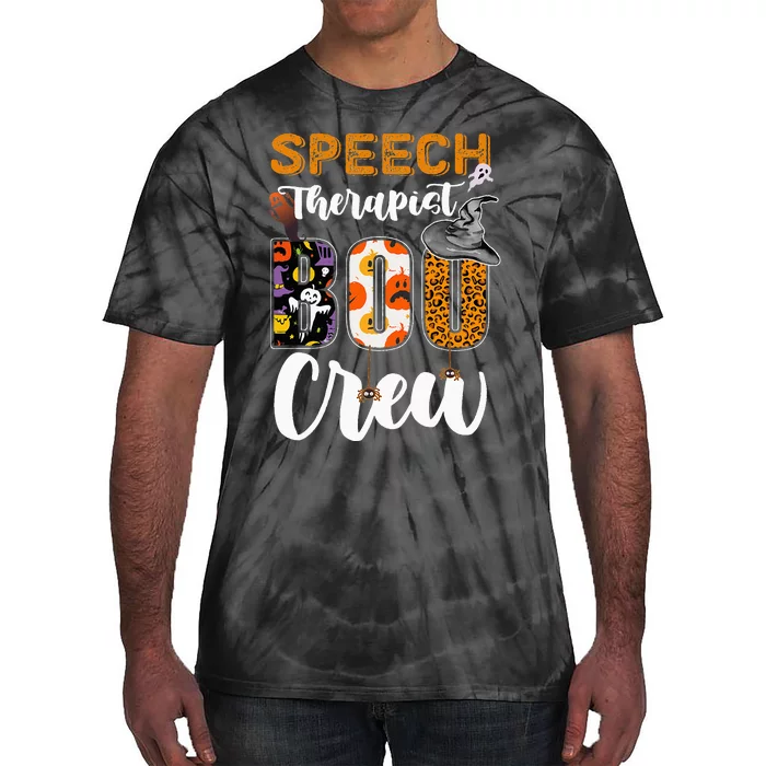 Speech Therapist Boo Crew Ghost Therapy Halloween Matching Tie-Dye T-Shirt