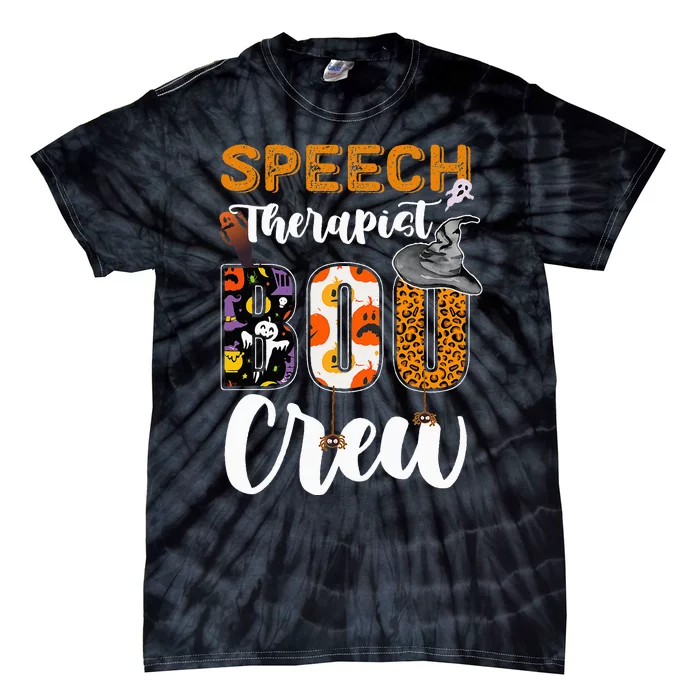 Speech Therapist Boo Crew Ghost Therapy Halloween Matching Tie-Dye T-Shirt