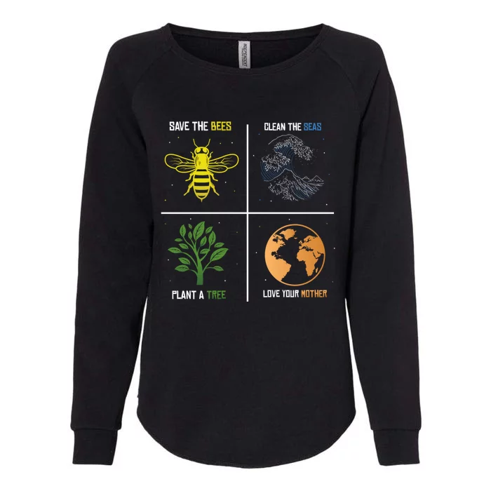 Save The Bees Plant More Trees Earth Day Gift Womens California Wash Sweatshirt