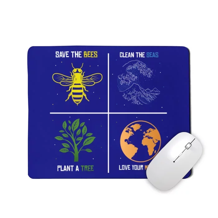 Save The Bees Plant More Trees Earth Day Gift Mousepad