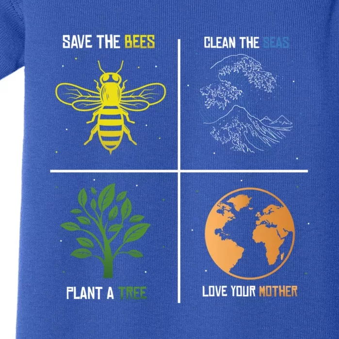 Save The Bees Plant More Trees Earth Day Gift Baby Bodysuit