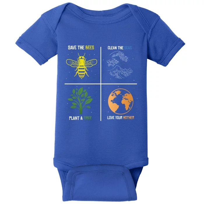 Save The Bees Plant More Trees Earth Day Gift Baby Bodysuit