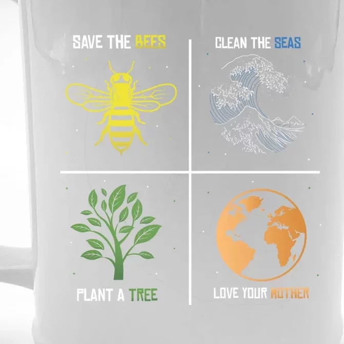 Save The Bees Plant More Trees Earth Day Gift Front & Back Beer Stein