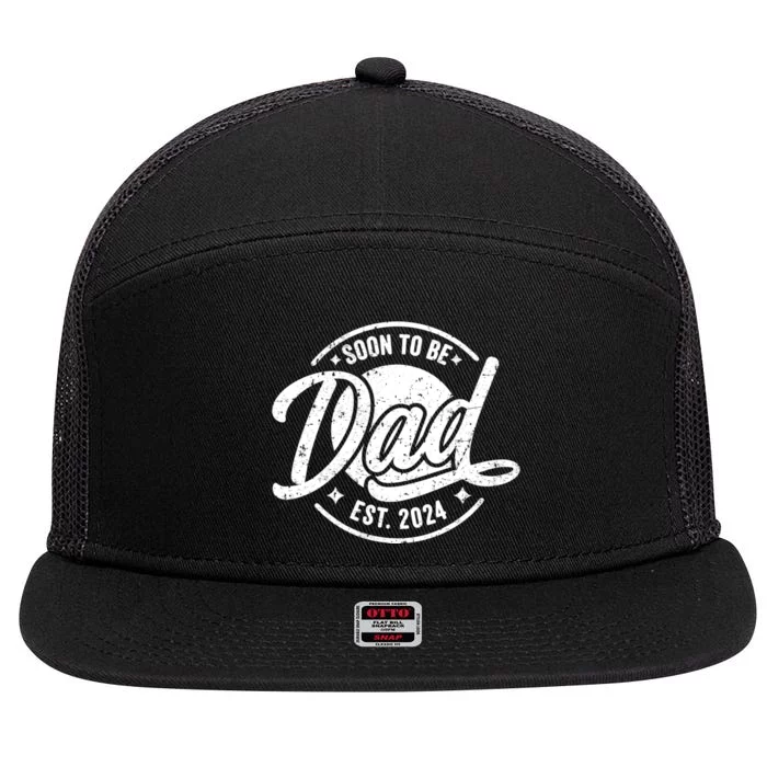 Soon To Be Dad Est 2024 New Dad Pregnancy First Time Daddy 7 Panel Mesh Trucker Snapback Hat