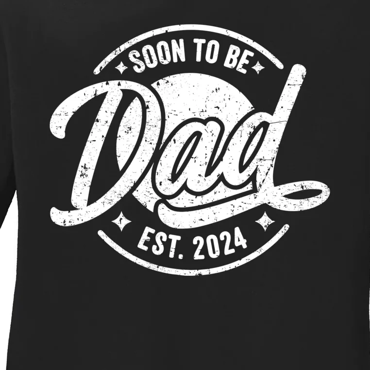 Soon To Be Dad Est 2024 New Dad Pregnancy First Time Daddy Ladies Long Sleeve Shirt