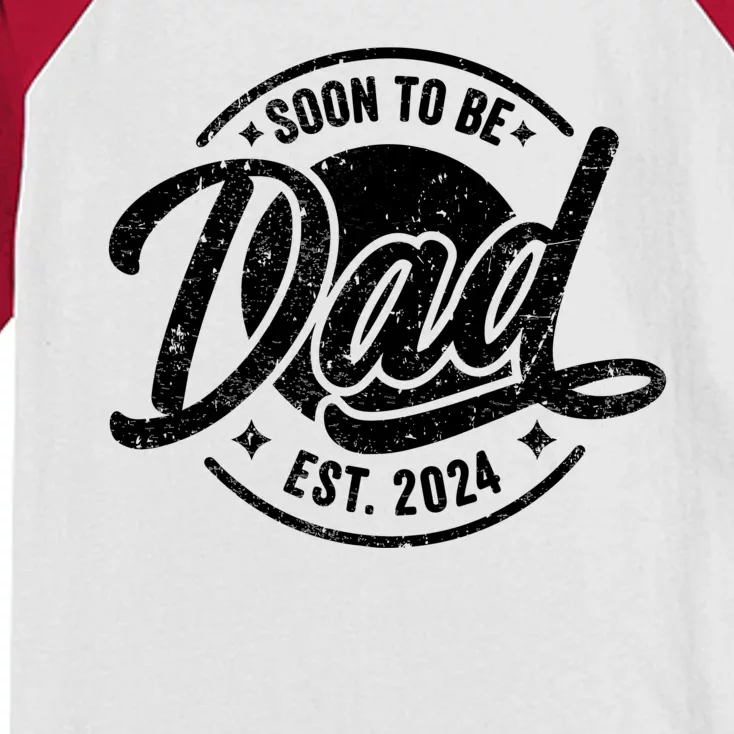 Soon To Be Dad Est 2024 New Dad Pregnancy First Time Daddy Kids Colorblock Raglan Jersey