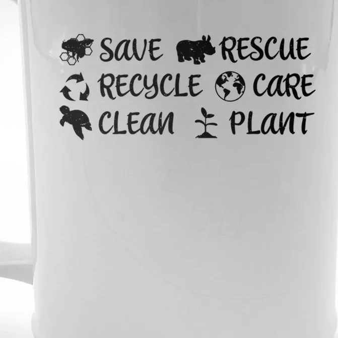 Save The Bees Rescue Rhino Recycle Care Clean The Earth Seas Great Gift Front & Back Beer Stein