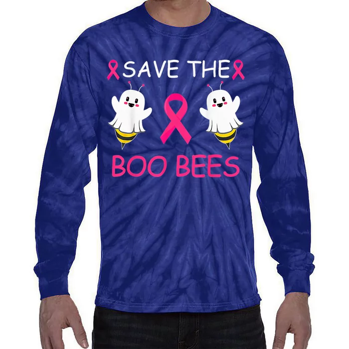 Save The Boo Bees Halloween Funny Breast Cancer Awareness Tie-Dye Long Sleeve Shirt