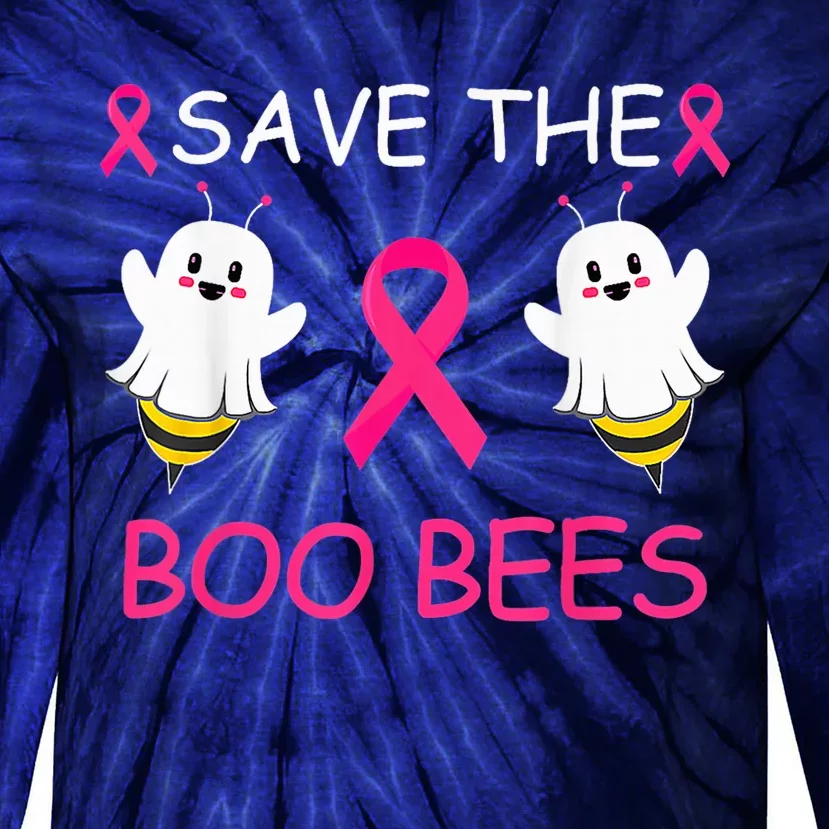 Save The Boo Bees Halloween Funny Breast Cancer Awareness Tie-Dye Long Sleeve Shirt