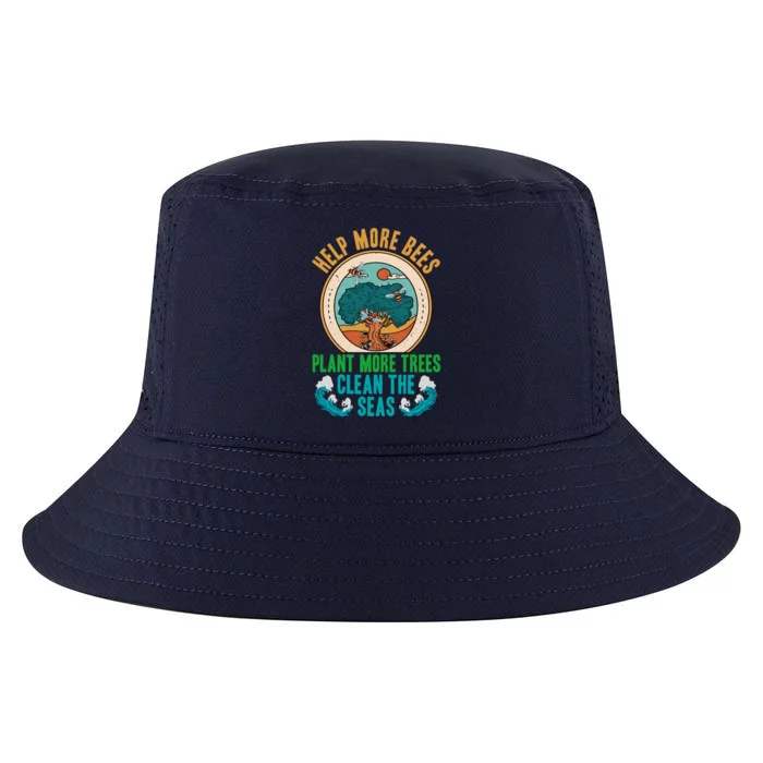 Save The Bees Trees And Oceans Earth Day Meaningful Gift Cool Comfort Performance Bucket Hat