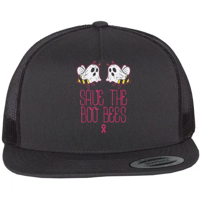 Save The Boobees Boo Bees Breast Cancer Halloween Flat Bill Trucker Hat