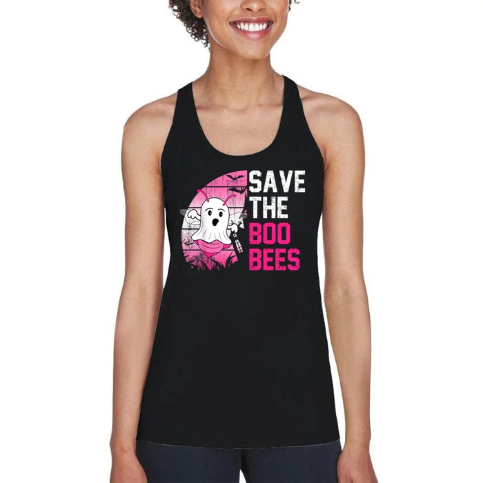 Save The Boobees Boo Bees Breast Cancer Halloween Women's Racerback Tank