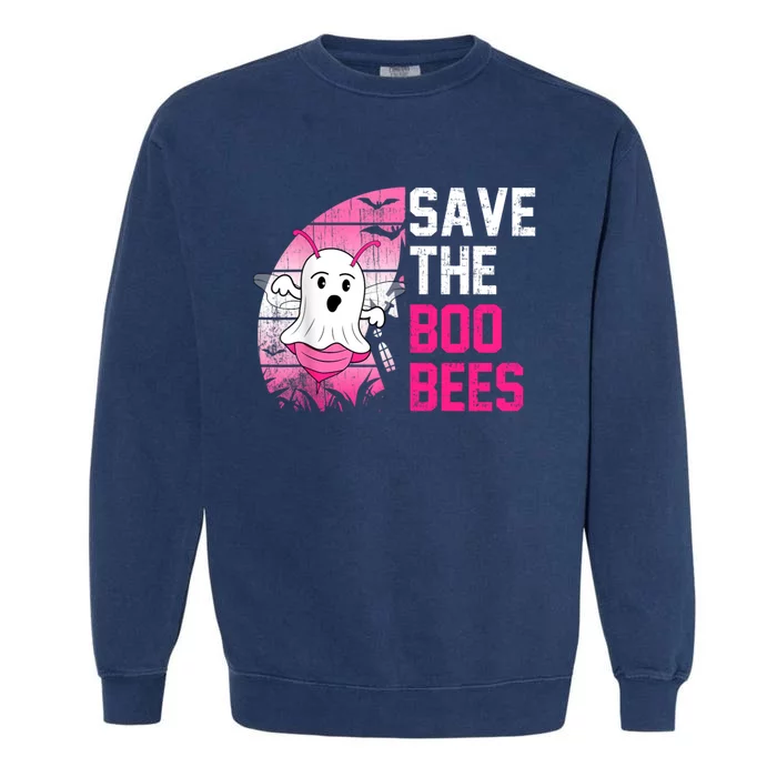 Save The Boobees Boo Bees Breast Cancer Halloween Garment-Dyed Sweatshirt