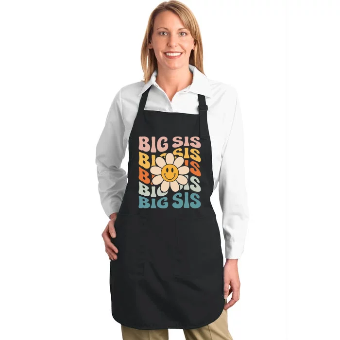 Soon To Be New Big Sister Retro Proud Big Sis Announcement Full-Length Apron With Pocket