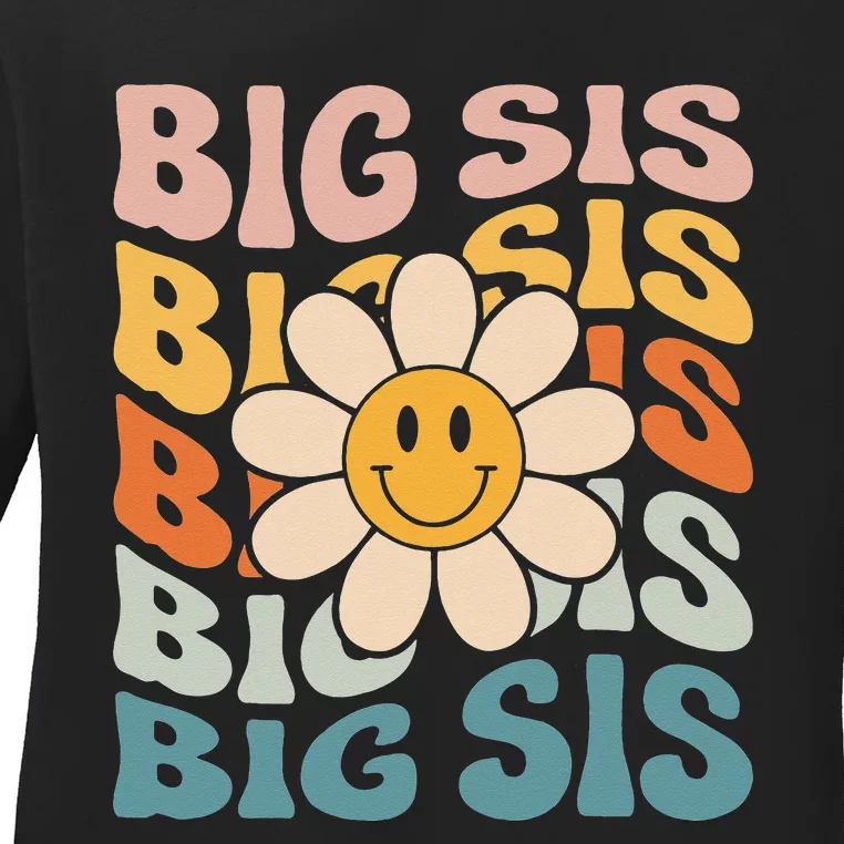 Soon To Be New Big Sister Retro Proud Big Sis Announcement Ladies Long Sleeve Shirt