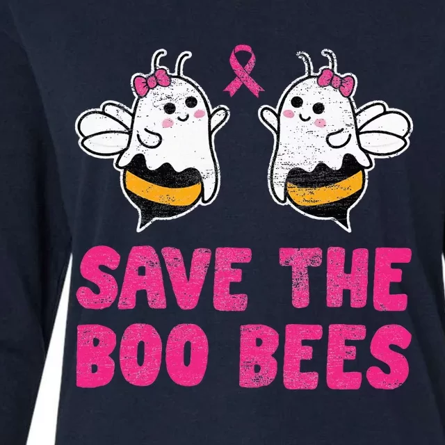 Save The Boo Bees Breast Cancer Awareness Halloween Womens Cotton Relaxed Long Sleeve T-Shirt