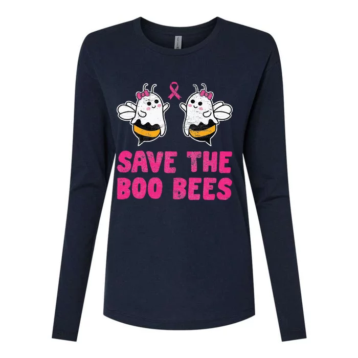 Save The Boo Bees Breast Cancer Awareness Halloween Womens Cotton Relaxed Long Sleeve T-Shirt