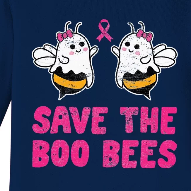 Save The Boo Bees Breast Cancer Awareness Halloween Baby Long Sleeve Bodysuit