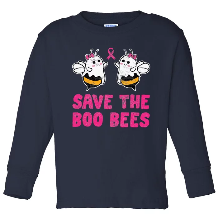 Save The Boo Bees Breast Cancer Awareness Halloween Toddler Long Sleeve Shirt