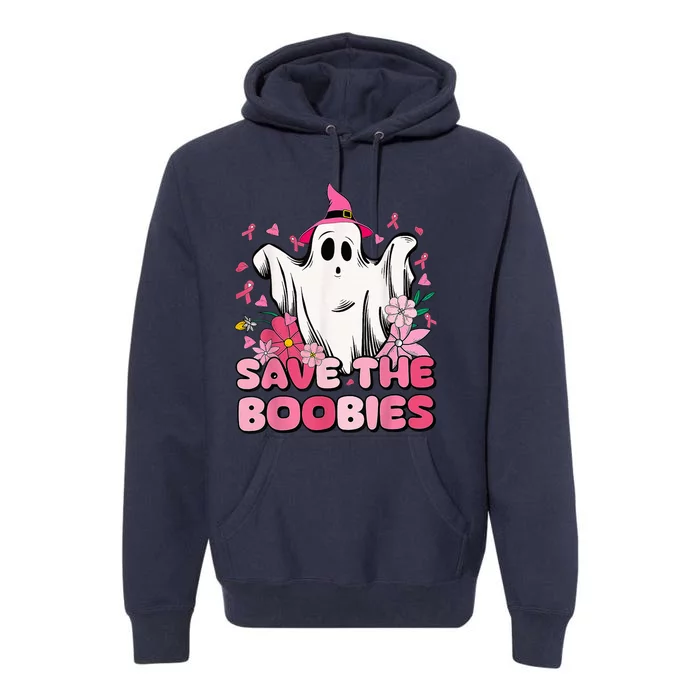 Save The Boo Bees Fun Halloween Pink Breast Cancer Awareness Premium Hoodie