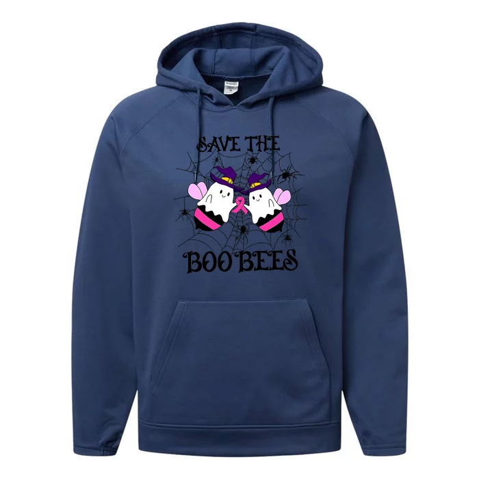 Save The Boo Bees Breast Cancer Awareness Boo Bees Halloween Gift Performance Fleece Hoodie