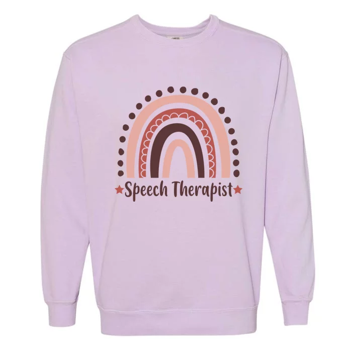 Speech Therapist Boho Rainbow Cute Teaching Gift Garment-Dyed Sweatshirt