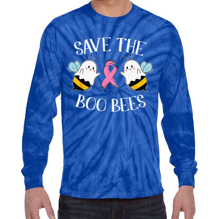 Save The BooBees Lazy Halloween Costume Breast Cancer Tie-Dye Long Sleeve Shirt