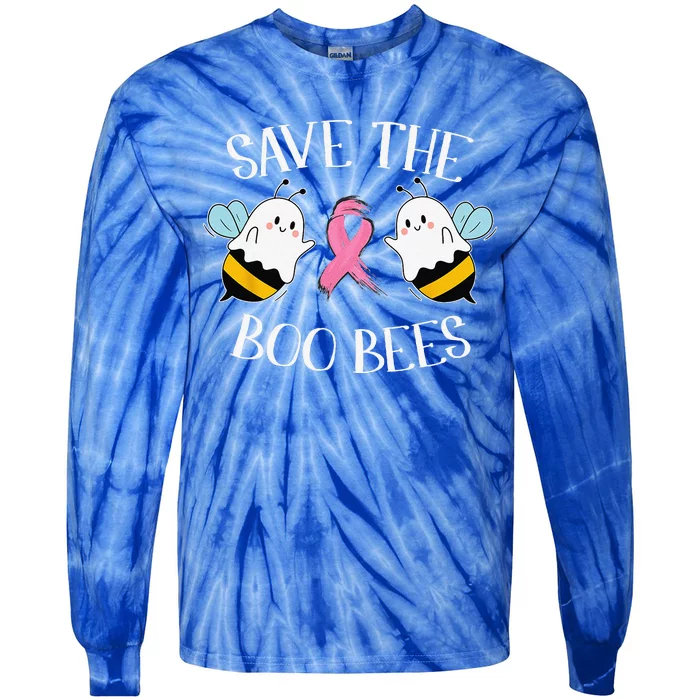 Save The BooBees Lazy Halloween Costume Breast Cancer Tie-Dye Long Sleeve Shirt