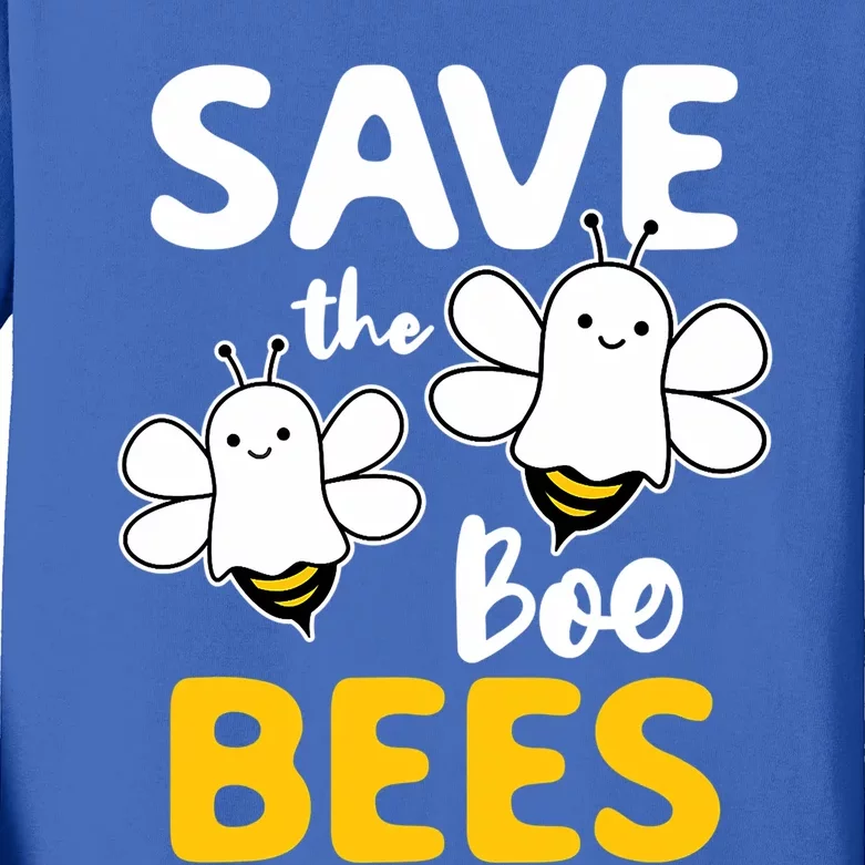 Save The Boo Bees Breast Cancer Awareness Halloween Ghost Funny Gift Kids Long Sleeve Shirt