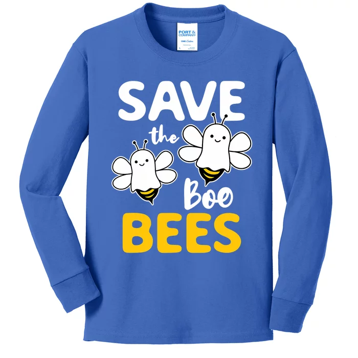 Save The Boo Bees Breast Cancer Awareness Halloween Ghost Funny Gift Kids Long Sleeve Shirt