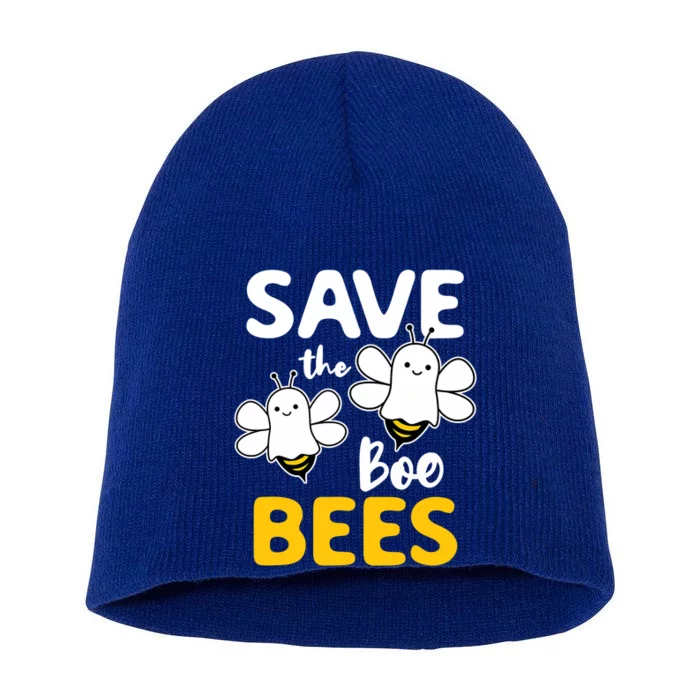 Save The Boo Bees Breast Cancer Awareness Halloween Ghost Funny Gift Short Acrylic Beanie