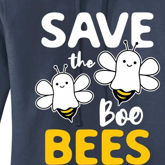 Save The Boo Bees Breast Cancer Awareness Halloween Ghost Funny Gift Women's Pullover Hoodie