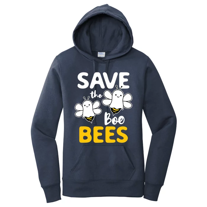 Save The Boo Bees Breast Cancer Awareness Halloween Ghost Funny Gift Women's Pullover Hoodie