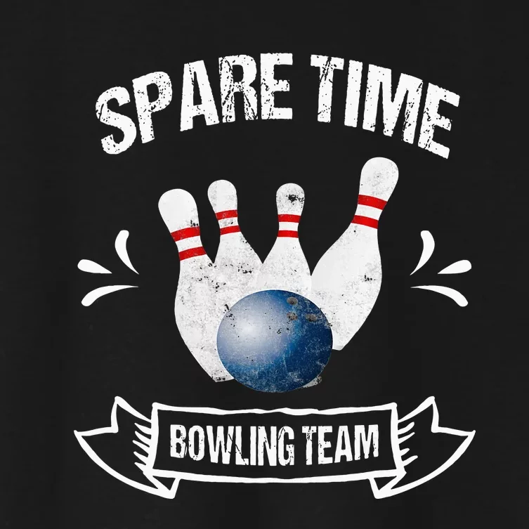 Spare Time Bowling Team Funny Bowling Women's Crop Top Tee